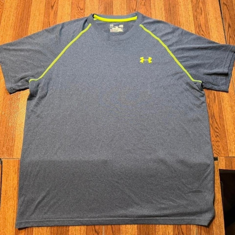 Under Armour Blue Heat Tech Retro Sportswear Running Train Shirt Large